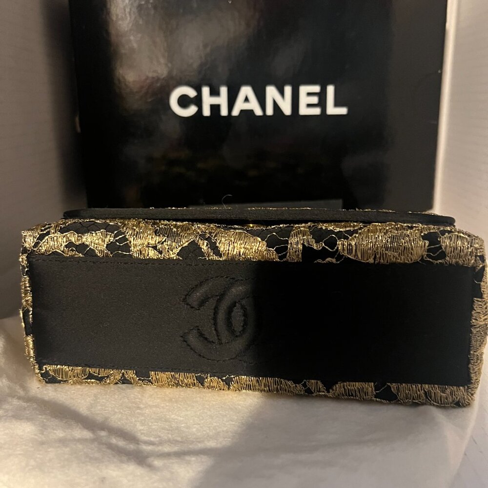 Rare 1989 S1. Vintage Chanel Gold Metallic Guipure Lace Bag. Lagerfeld Era NWOT - Picture 6 of 17